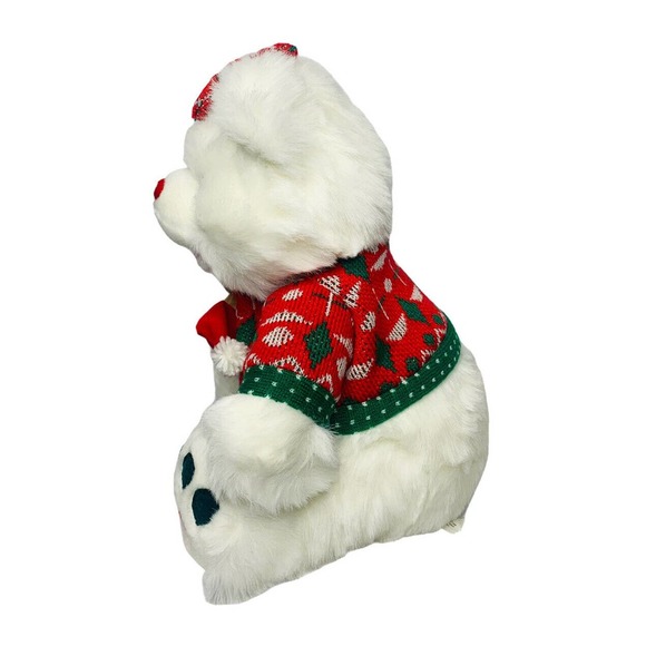 Vintage Jet General White Stuffed Plush 14" Christmas Girl Bear w/ Sweater 1996 - Picture 5 of 7